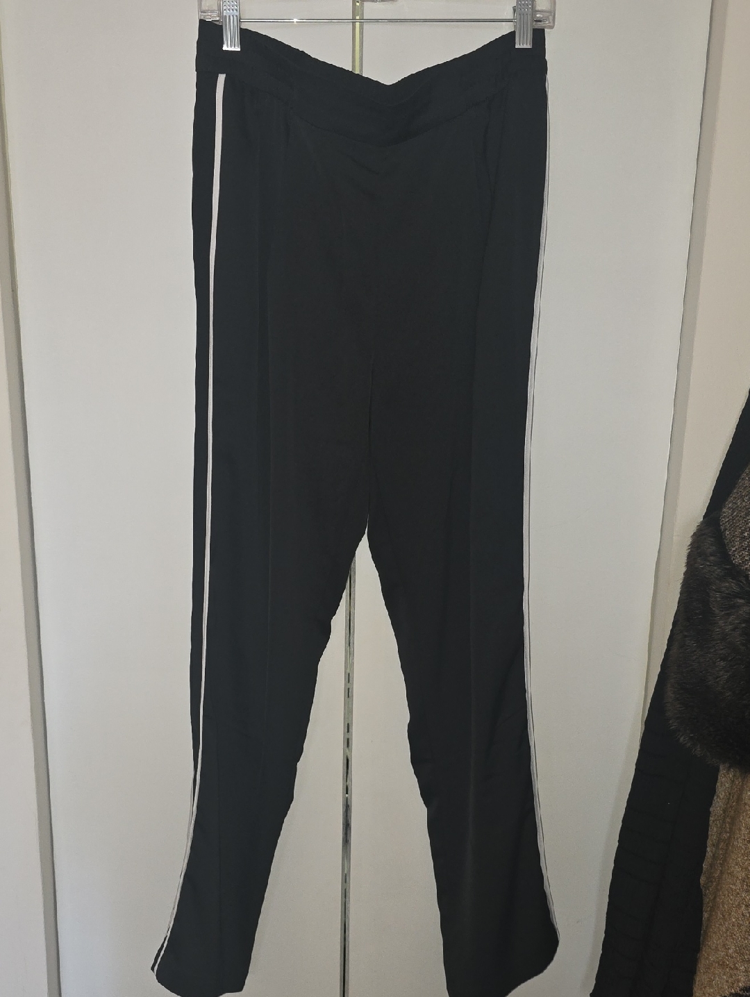 Karl Lagerfeld Black Women’s Track Pants With White Side Stripes